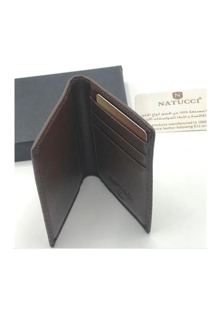 Natucci Brown Leather Credit Card Wallet - NTW1704 - Image 3